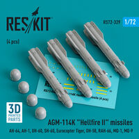 AGM-114K Hellfire II Missiles (4pcs) (AH-64, AH-1, UH-60, SH-60, Eurocopter Tiger, OH-58, RAH-66, MQ-1, MQ-9) (3D Printed) - Image 1